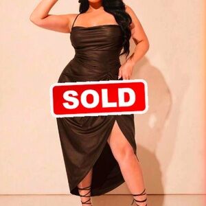 SHEIN Asymmetrical Brown Dress